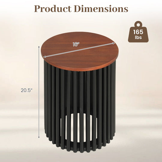 Round Acacia Wood Coffee Table Set - Walnut Finish