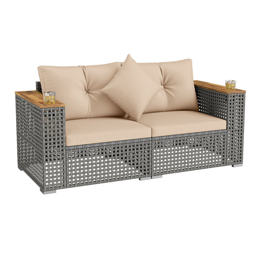 2-Piece Patio Corner Sofa Set with Thick Cushions