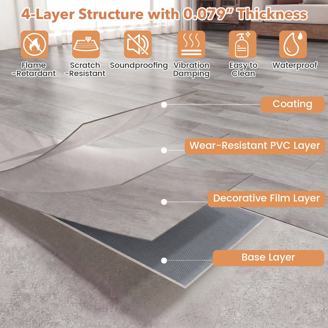Set of 2 Floor Tile Vinyl Flooring Waterproof Vinyl Plank Flooring