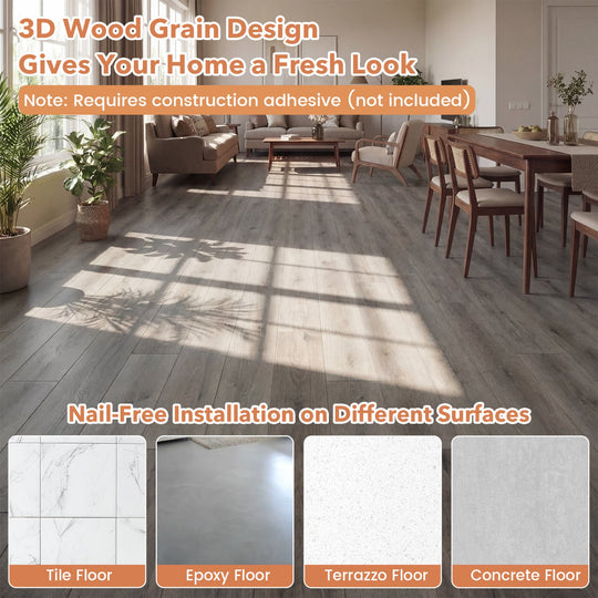 Set of 2 Floor Tile Vinyl Flooring Waterproof Vinyl Plank Flooring