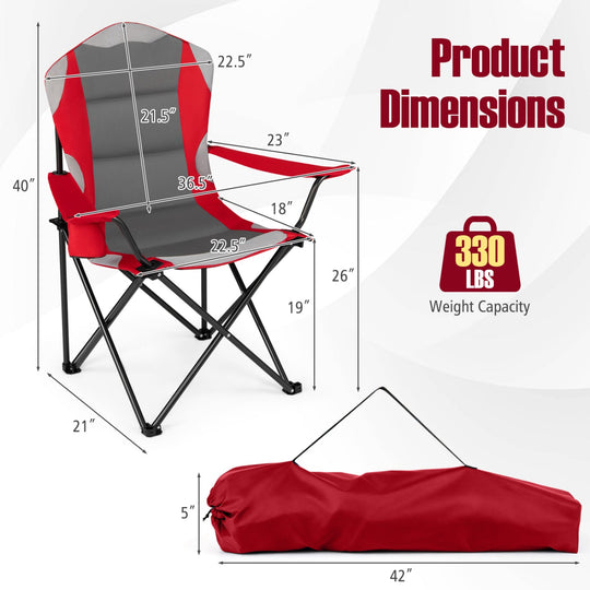 Folding Camping Chairs for Adults with Cup Holders (2-Pack)