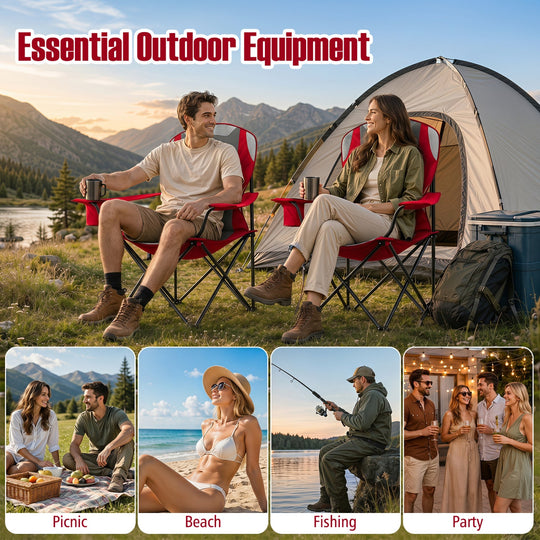 Folding Camping Chairs for Adults with Cup Holders (2-Pack)