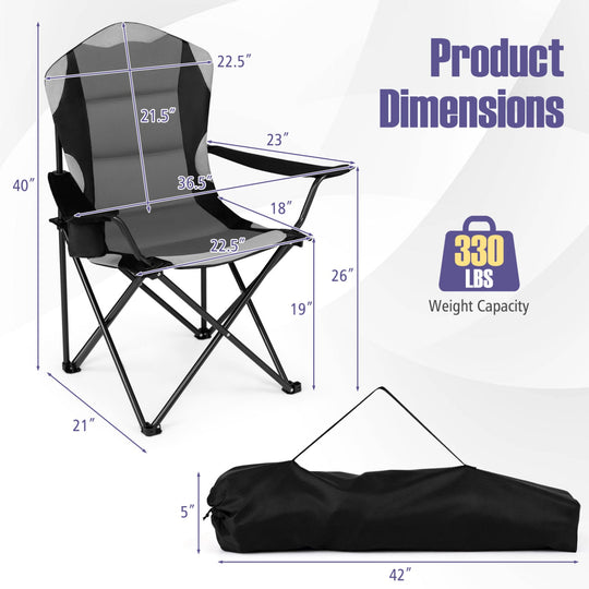 Folding Camping Chairs for Adults with Cup Holders (2-Pack)