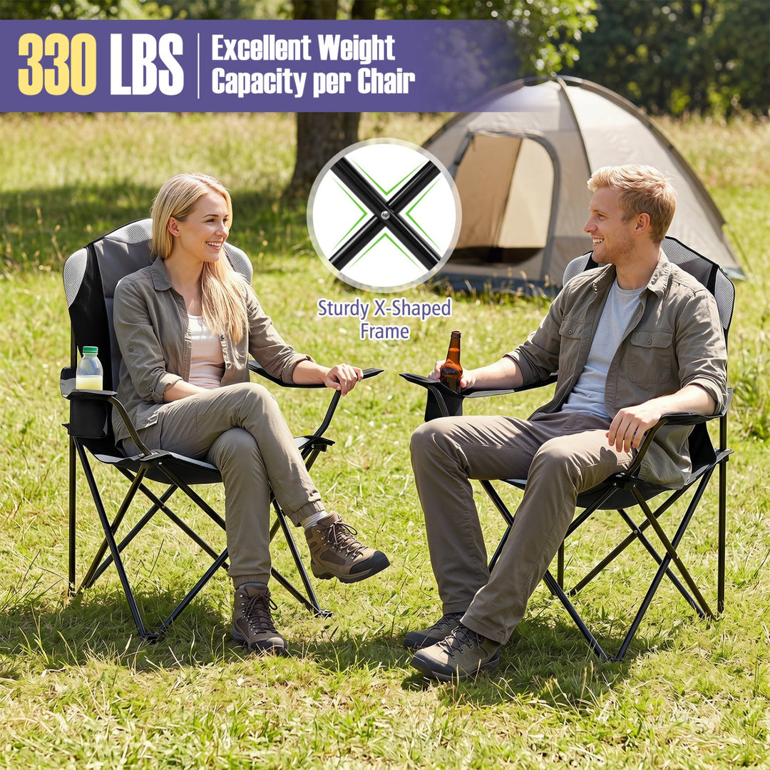 Folding Camping Chairs for Adults with Cup Holders (2-Pack)