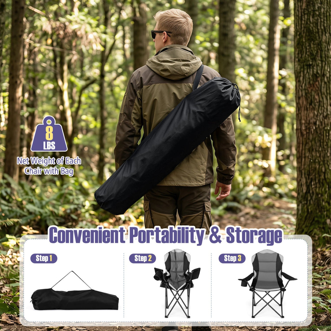 Folding Camping Chairs for Adults with Cup Holders (2-Pack)