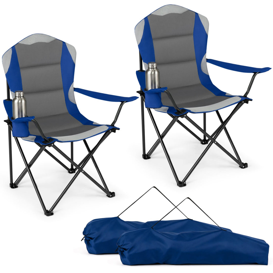 Folding Camping Chairs for Adults with Cup Holders (2-Pack)
