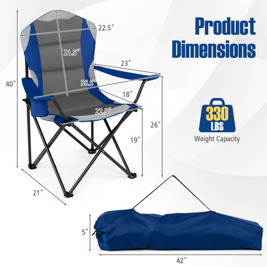Folding Camping Chairs for Adults with Cup Holders (2-Pack)