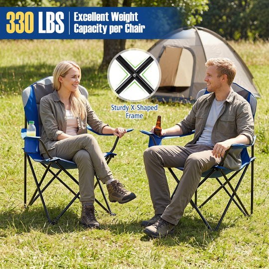 Folding Camping Chairs for Adults with Cup Holders (2-Pack)