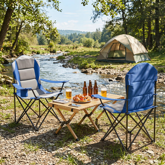 Folding Camping Chairs for Adults with Cup Holders (2-Pack)