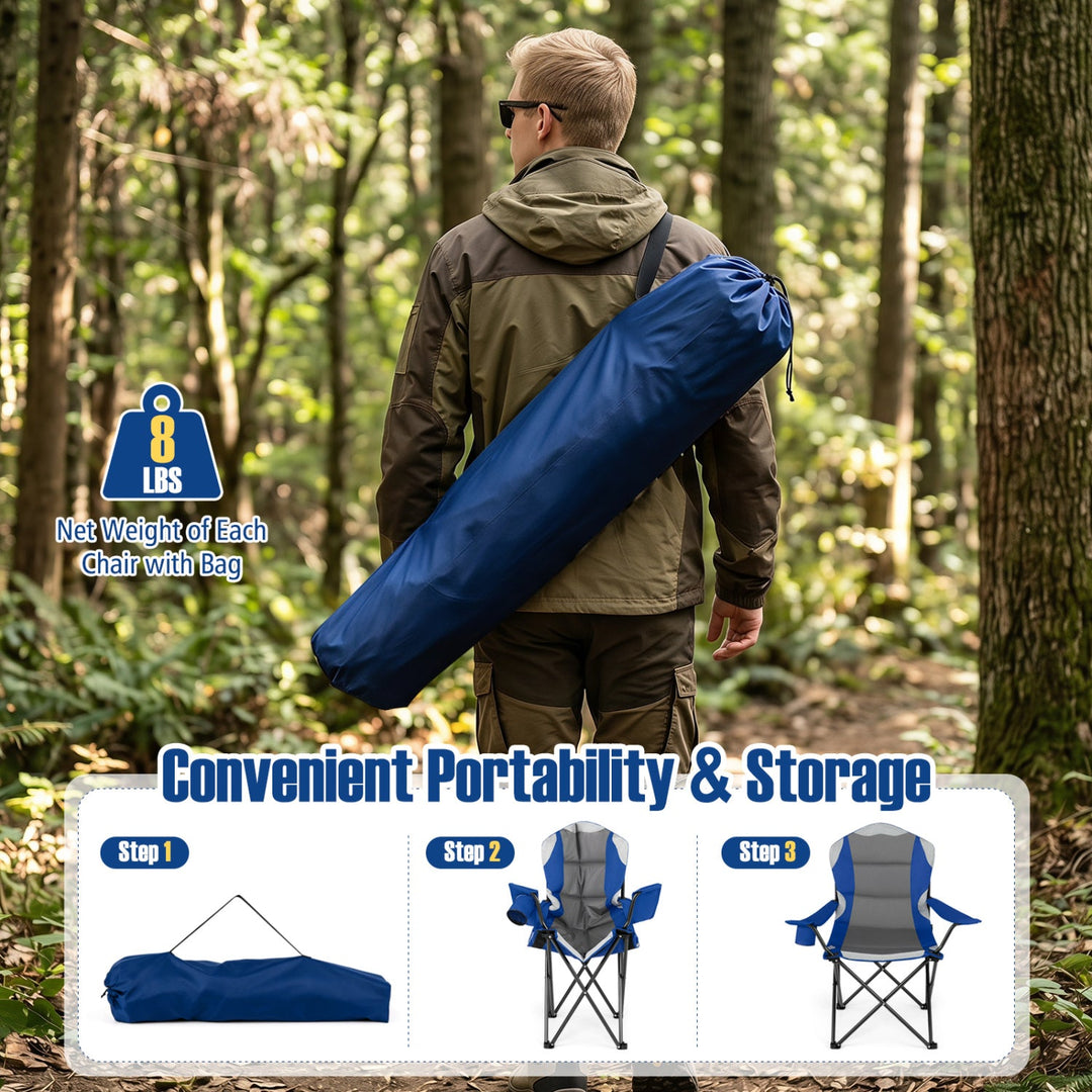 Folding Camping Chairs for Adults with Cup Holders (2-Pack)