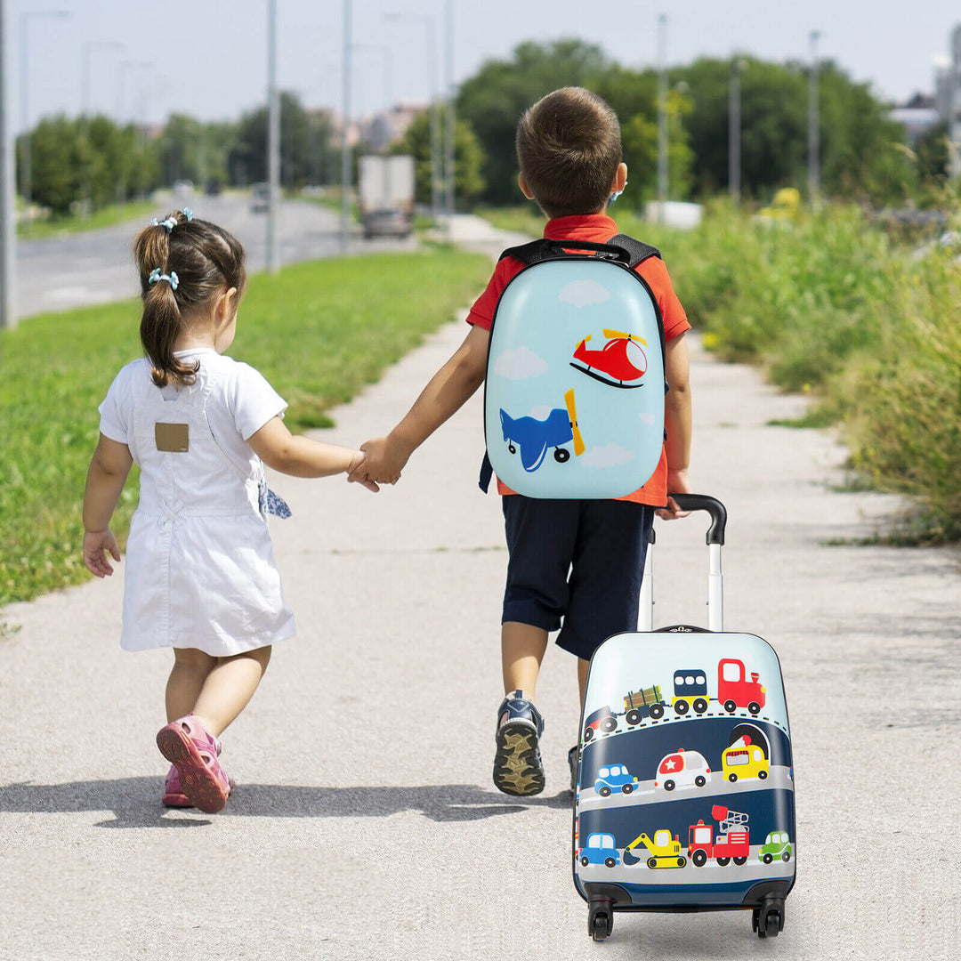 2 Pieces Kids Carry-on Luggage Set with 12 Inch Backpack
