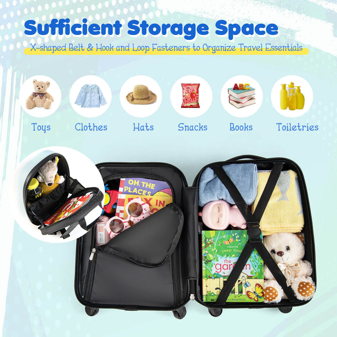 2 Pieces Kids Carry-on Luggage Set with 12 Inch Backpack
