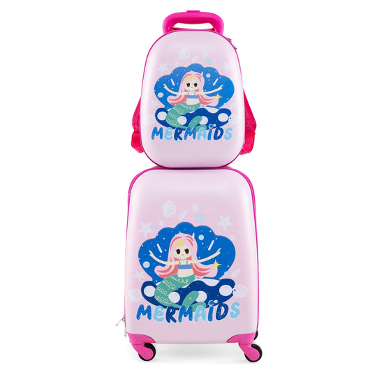 2 Pieces Kids Carry-on Luggage Set with 12 Inch Backpack