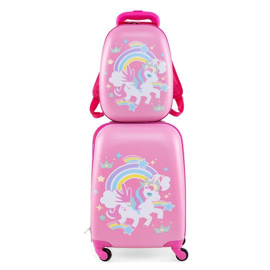2 Pieces Kids Carry-on Luggage Set with 12 Inch Backpack