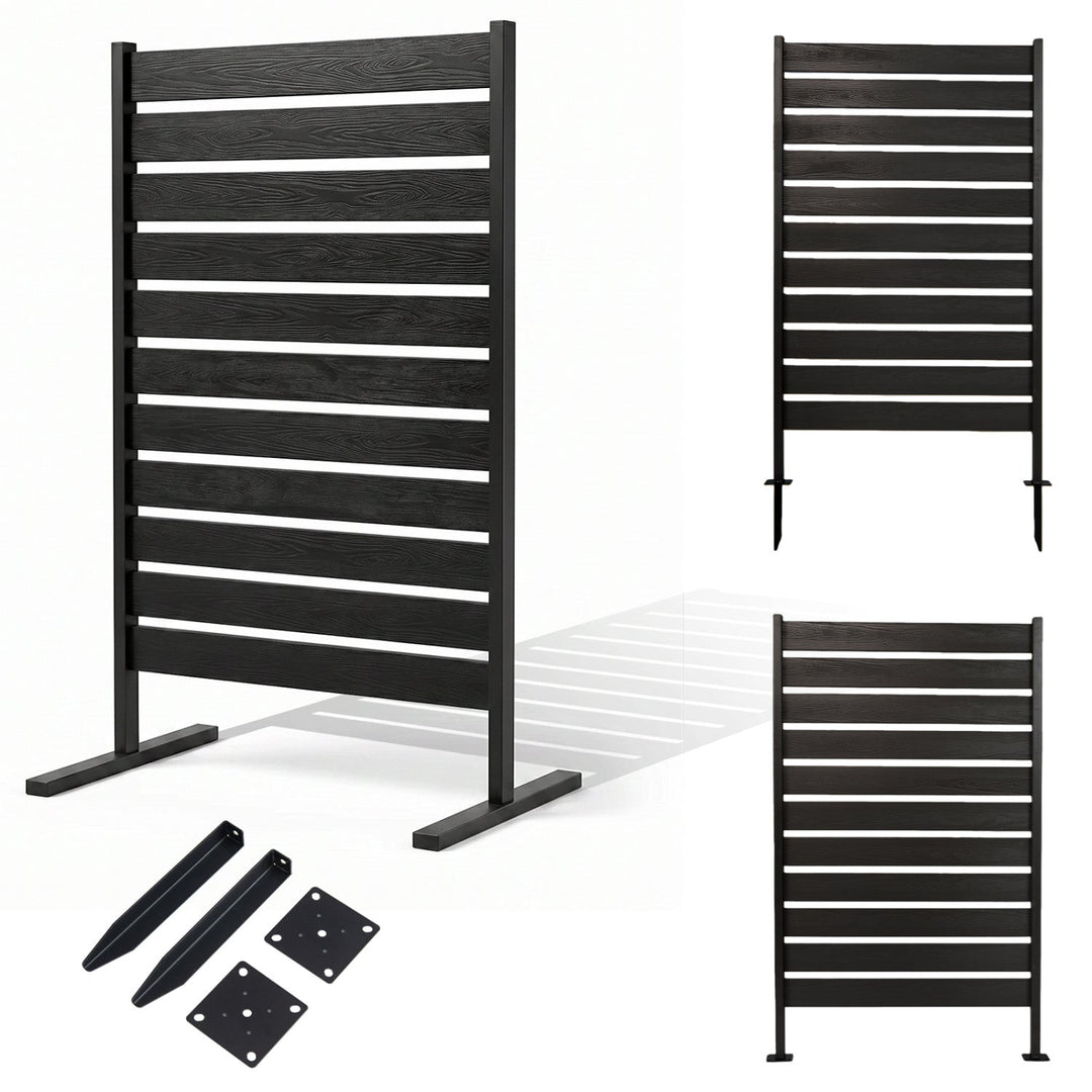 Outdoor Privacy Screen Fence 2-Pack 64" HIPS Slatted Panels