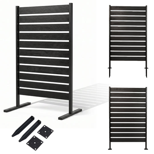 Outdoor Privacy Screen Fence 2-Pack 64" HIPS Slatted Panels