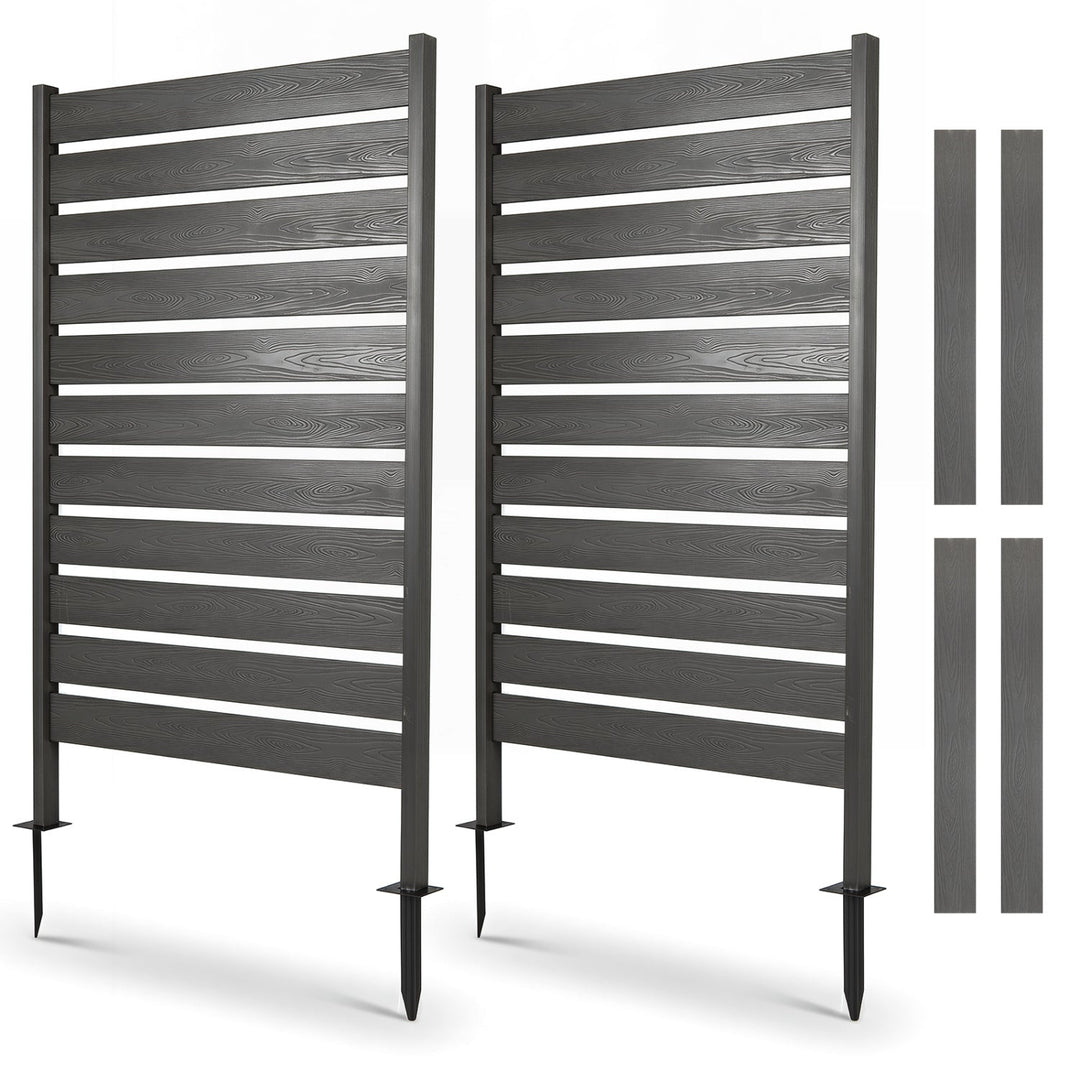 Outdoor Privacy Screen Fence 2-Pack 64" HIPS Slatted Panels