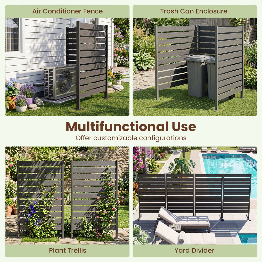 Outdoor Privacy Screen Fence 2-Pack 64" HIPS Slatted Panels