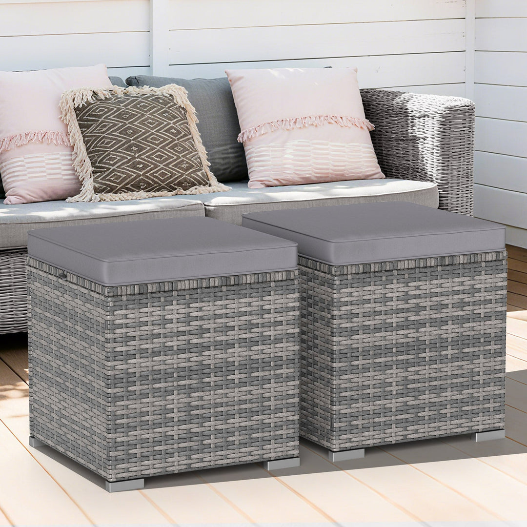2 Pieces Patio Ottoman with Hidden Storage Space-Mix Grey