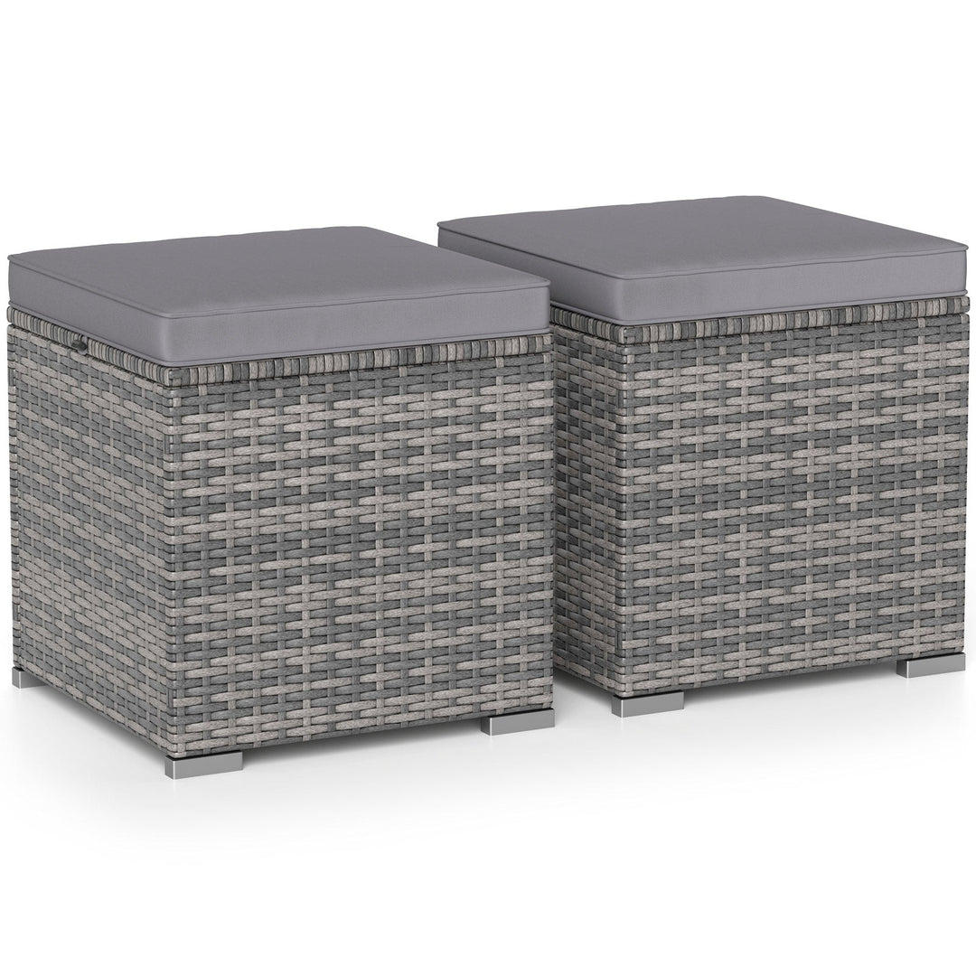 2 Pieces Patio Ottoman with Hidden Storage Space-Mix Grey