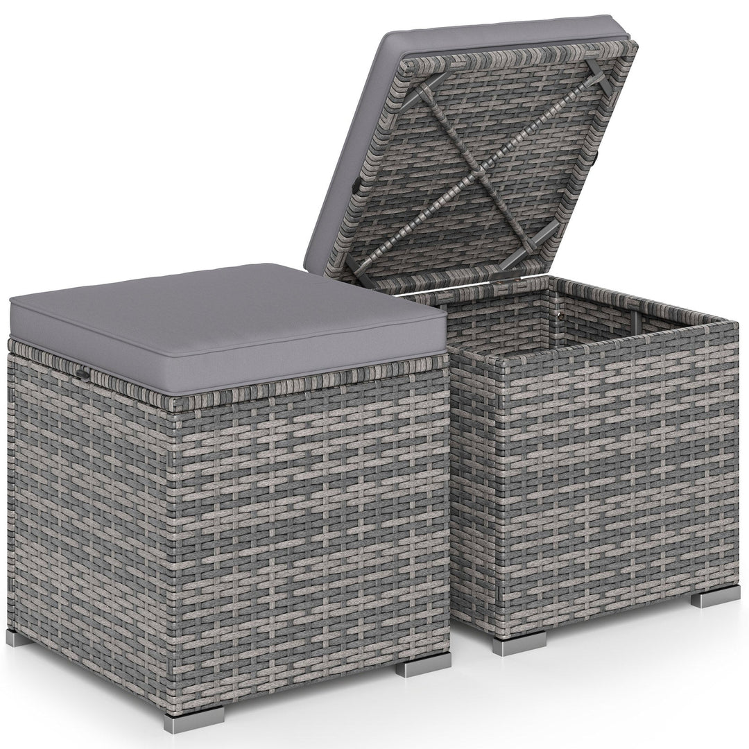 2 Pieces Patio Ottoman with Hidden Storage Space-Mix Grey
