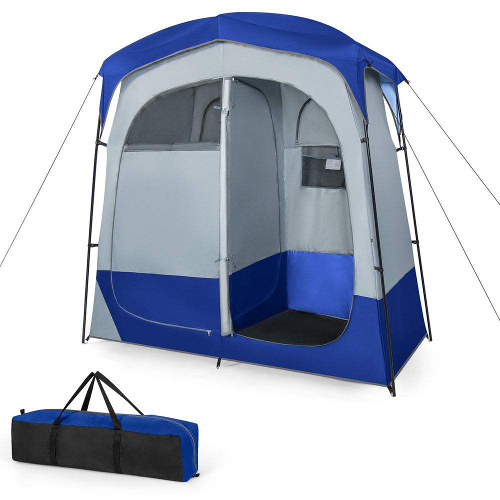 2 Rooms Oversize Privacy Shower Tent with Removable Rain Fly and Inside Pocket