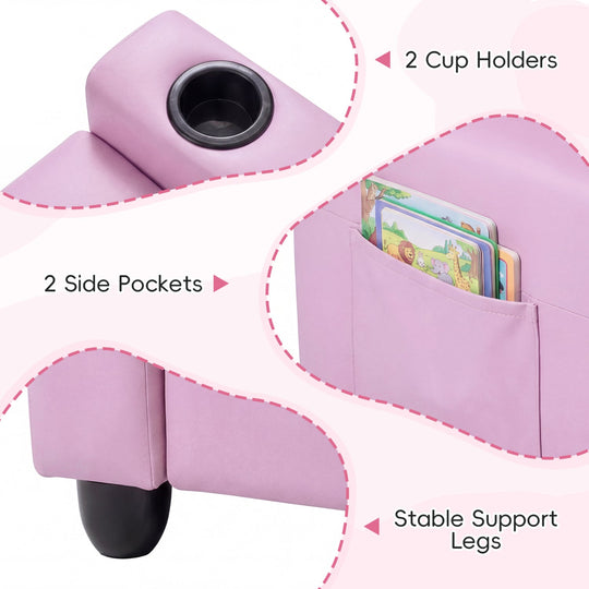 2-Seater Kids Recliner Double Toddler Sofa Chair with 2 Cup Holders