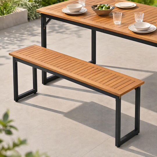 2-Seater Outdoor Dining Bench 800 LBS Max Load with Metal Legs
