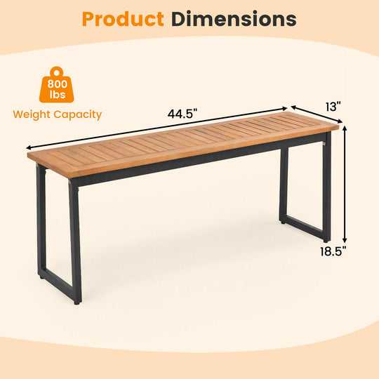 2-Seater Outdoor Dining Bench 800 LBS Max Load with Metal Legs