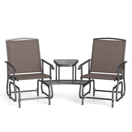 2-Seater Outdoor Glider Bench with Center Table