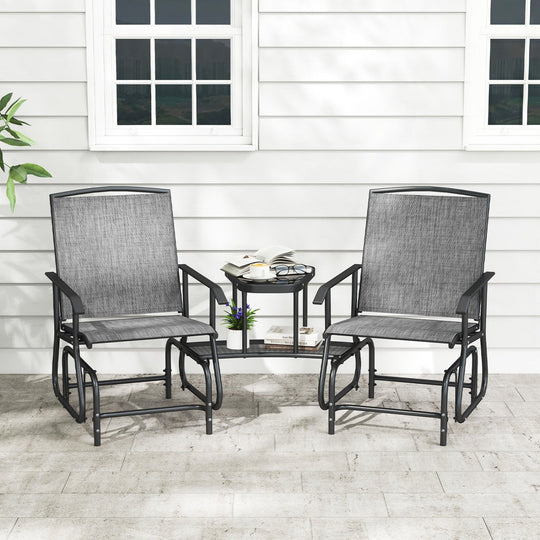 2-Seater Outdoor Glider Bench with Center Table