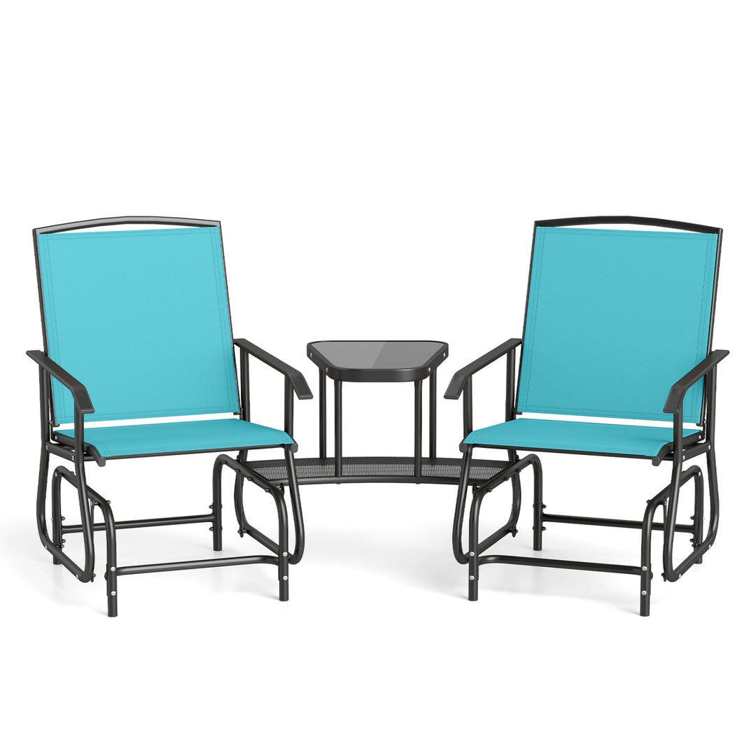 2-Seater Outdoor Glider Bench with Center Table