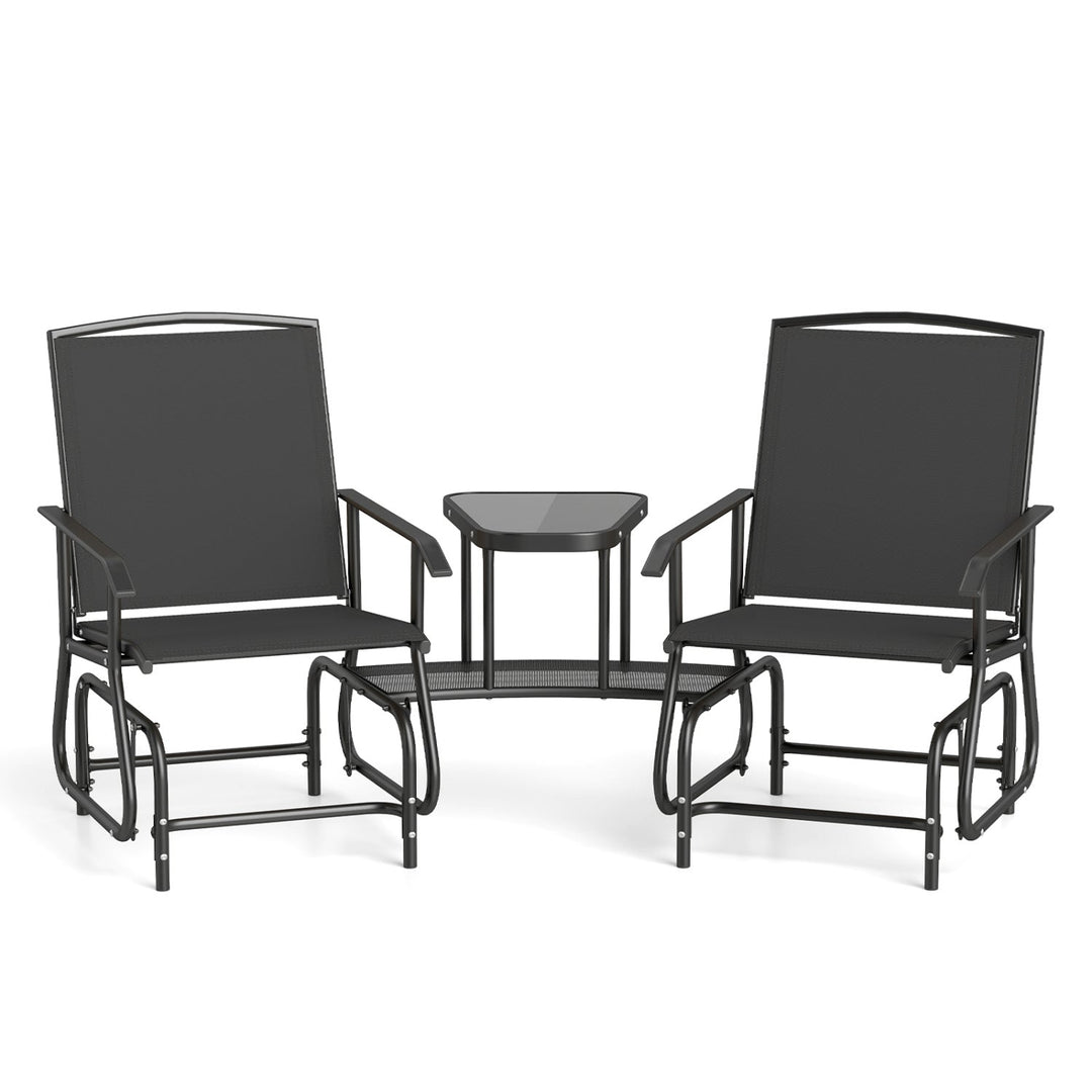 2-Seater Outdoor Glider Bench with Center Table