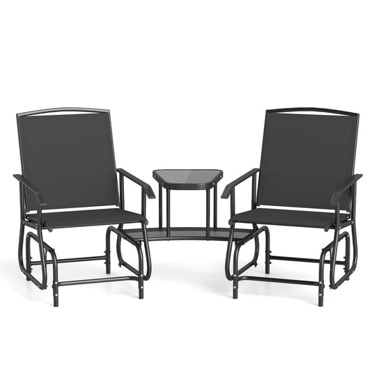 2-Seater Outdoor Glider Bench with Center Table