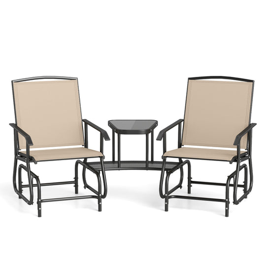 2-Seater Outdoor Glider Bench with Center Table