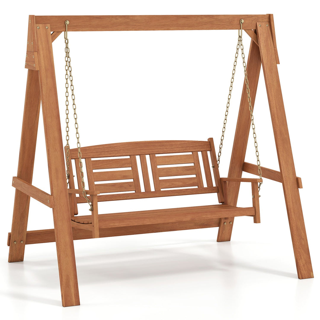 2-Seater Porch Swing with Stand and Adjustable Chains