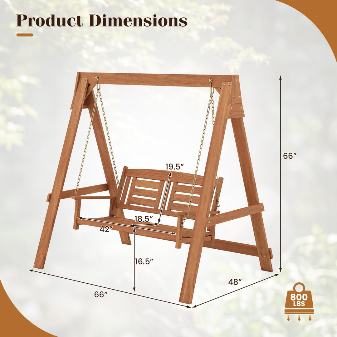 2-Seater Porch Swing with Stand and Adjustable Chains