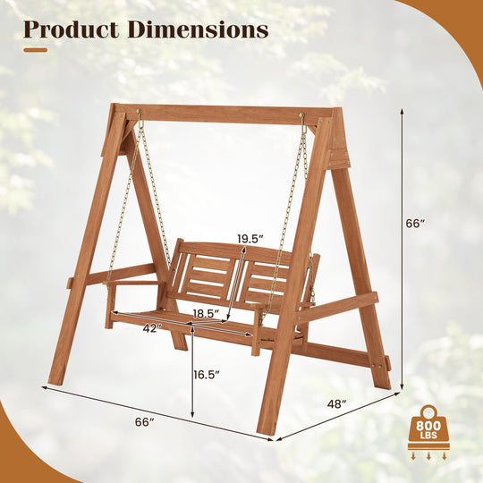 2-Seater Porch Swing with Stand and Adjustable Chains