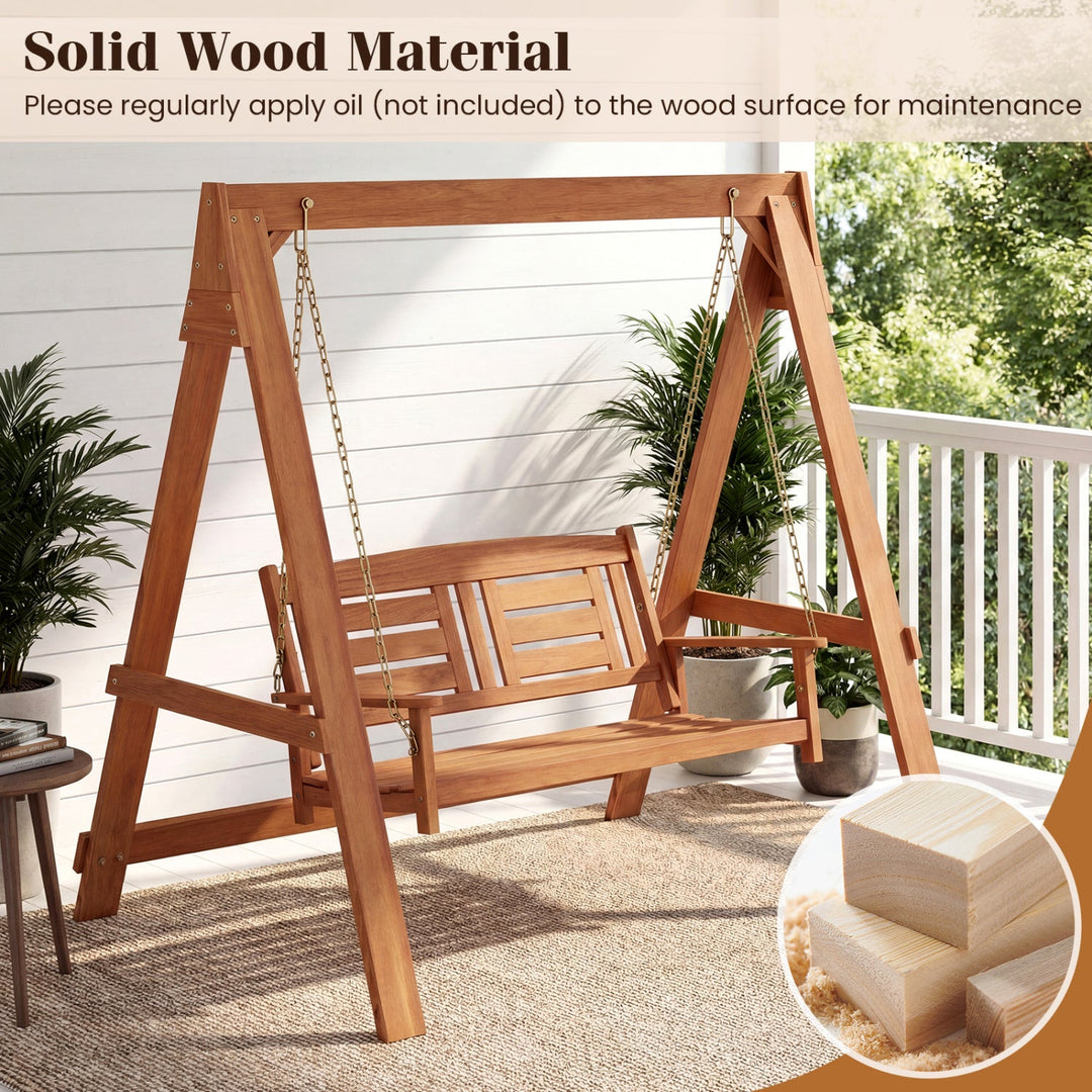 2-Seater Porch Swing with Stand and Adjustable Chains