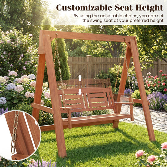 2-Seater Porch Swing with Stand and Adjustable Chains