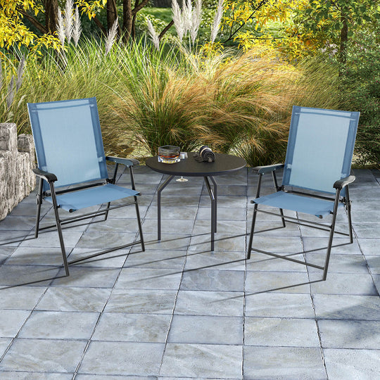 2 Set of Patio Dining Chair with Armrests and Metal Frame