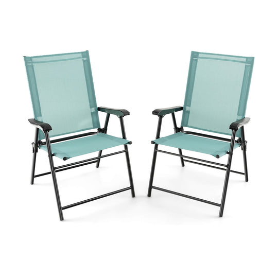 2 Set of Patio Dining Chair with Armrests and Metal Frame
