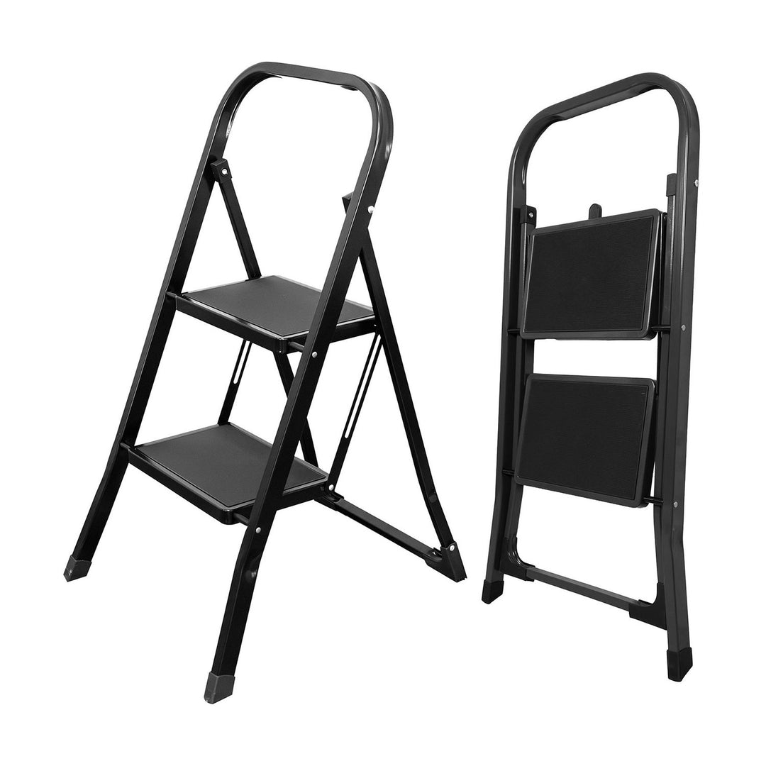 3 Step Ladder Folding Step Stool with Handrail and Wide Anti-Slip Pedals