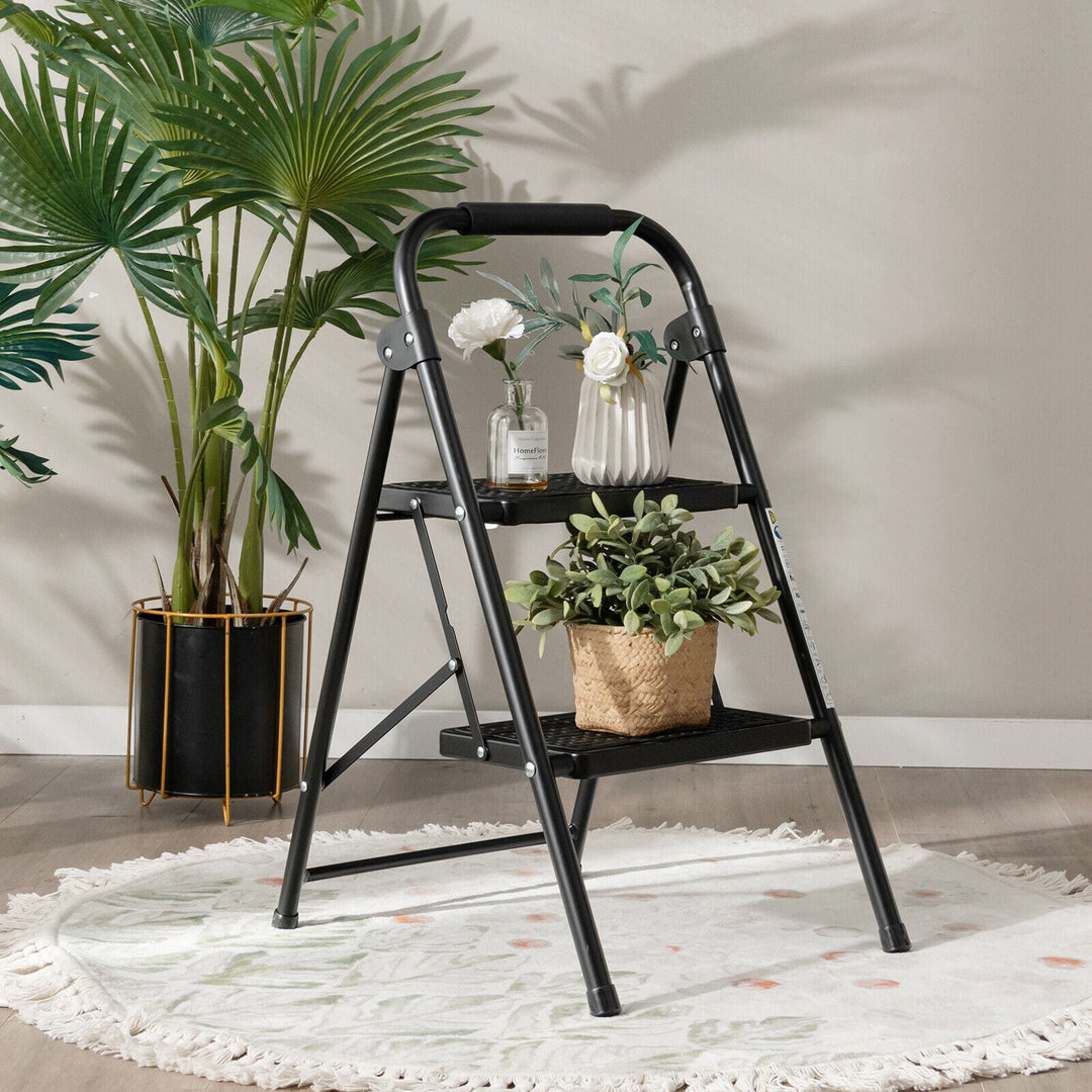 2-Step Folding Ladder with Wide Anti-Slip Pedal