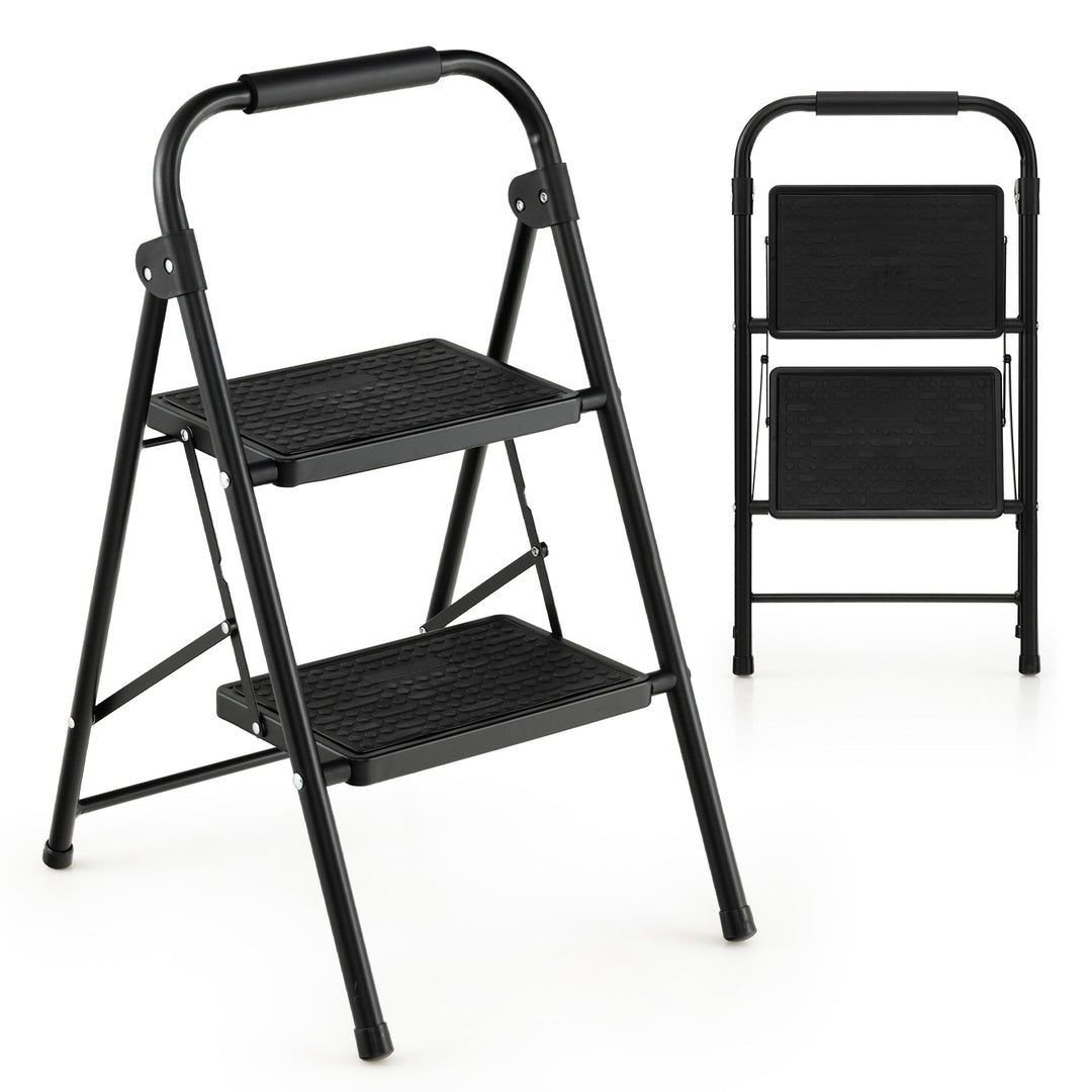 2-Step Folding Ladder with Wide Anti-Slip Pedal