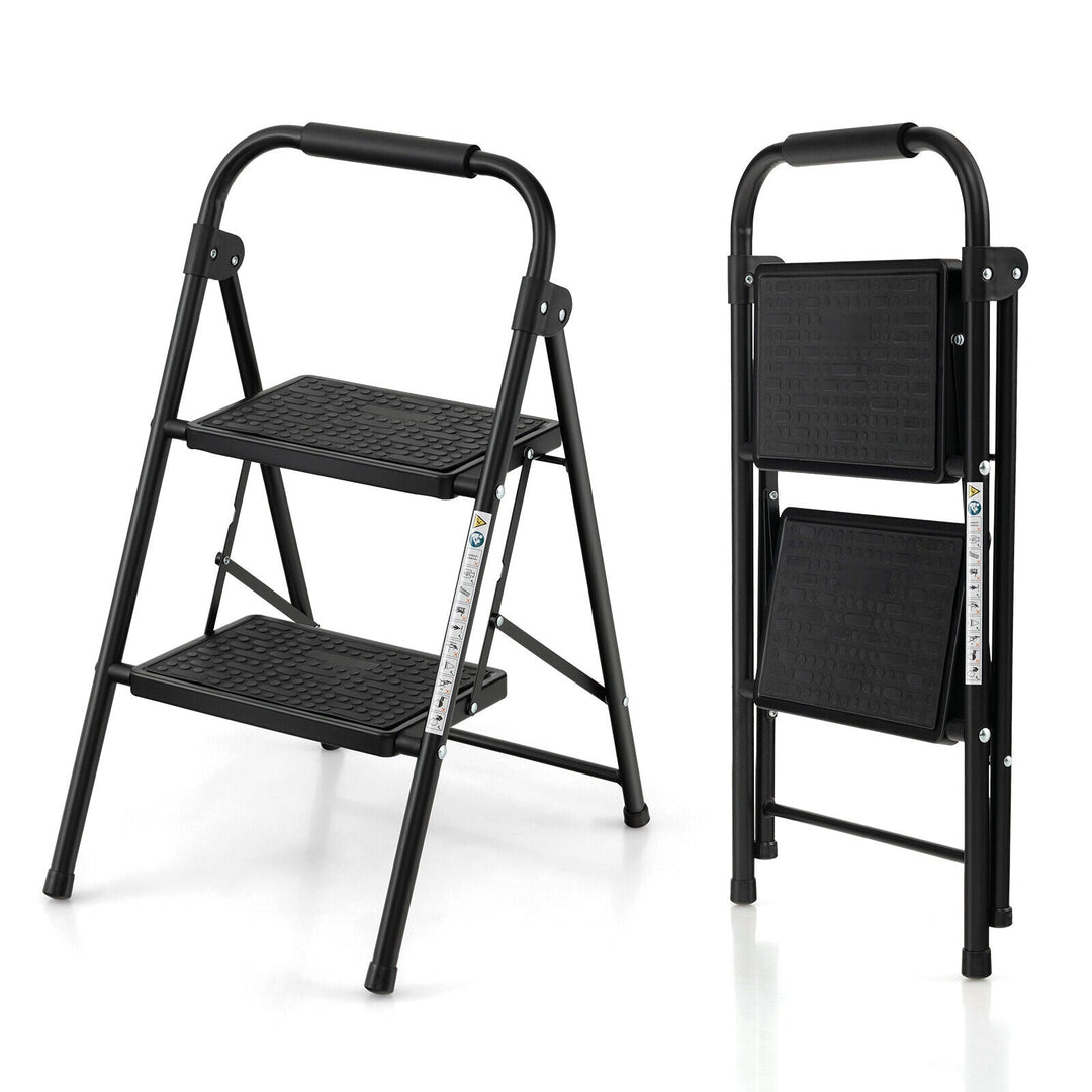 2-Step Folding Ladder with Wide Anti-Slip Pedal