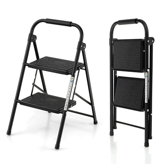 2-Step Folding Ladder with Wide Anti-Slip Pedal
