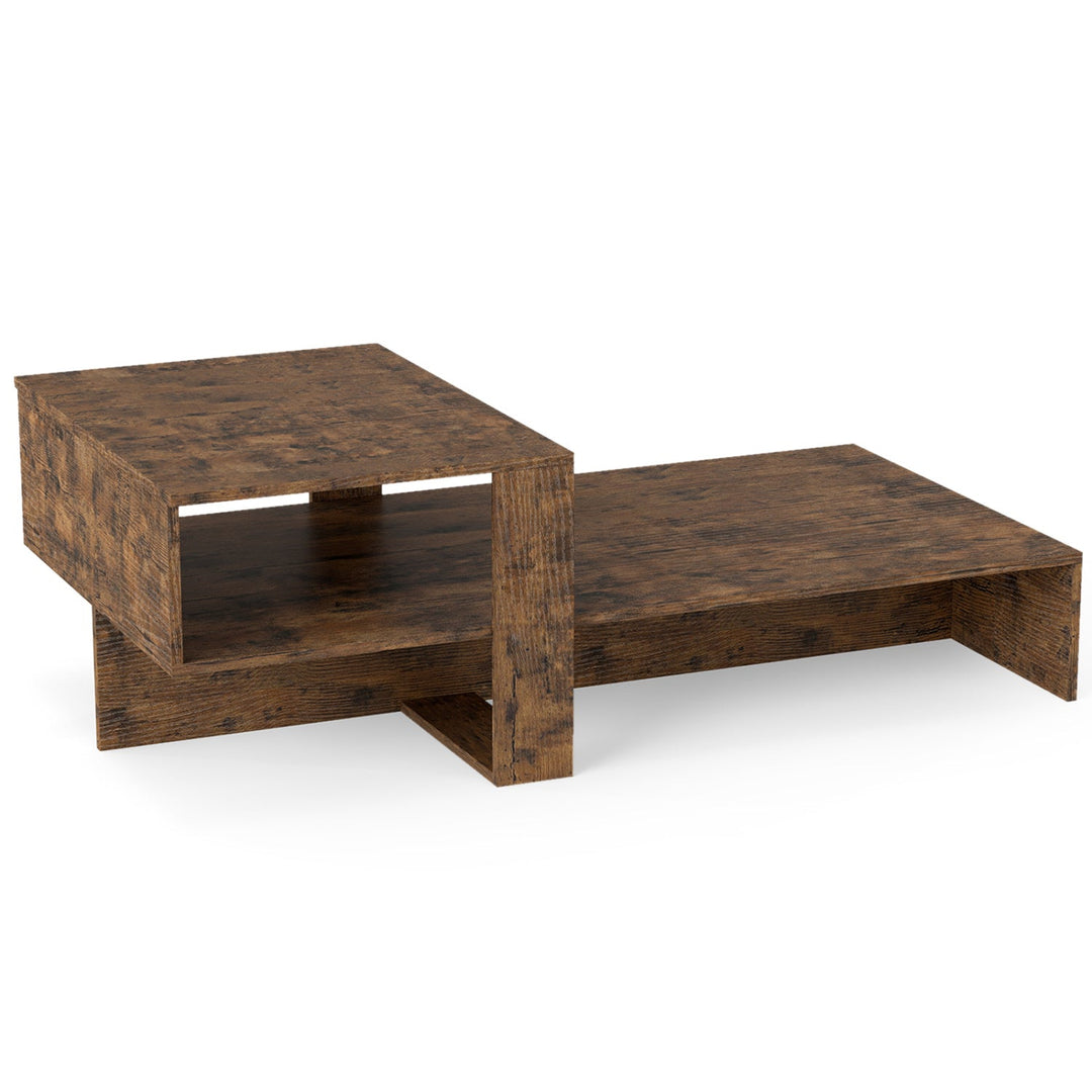 2-Tier Coffee Table with Open Storage Shelf