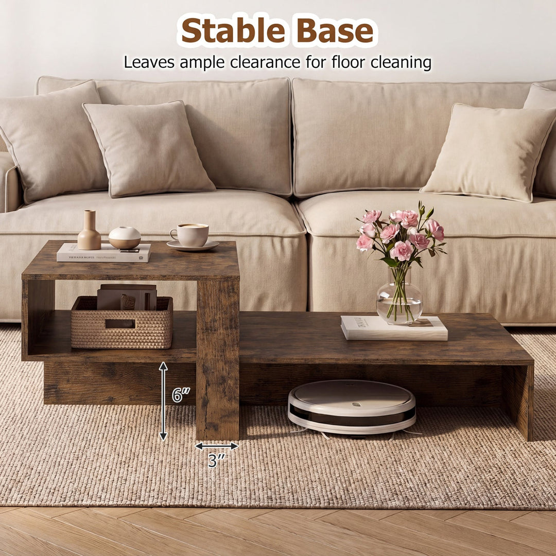 2-Tier Coffee Table with Open Storage Shelf