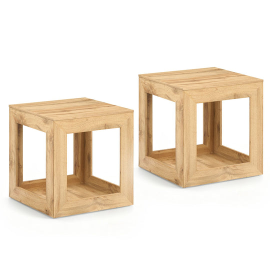 2-Tier Farmhouse End Table with Storage Shelf